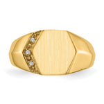 14K 11.5x11.5mm Open Back Diamond Mens Signet Ring view