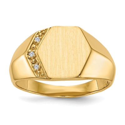 14K gold diamond signet ring