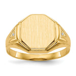 14K 11.5x12.5mm Open Back Diamond Mens Signet Ring view