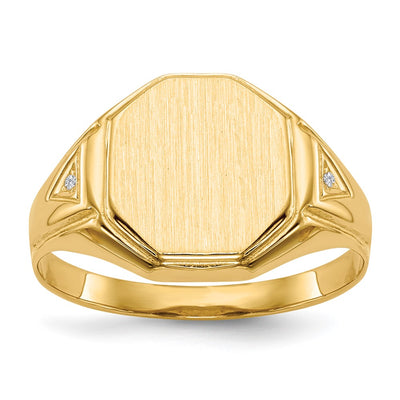 14K gold diamond signet ring