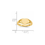 14K 8.5x7.5mm Closed Back Heart Signet Ring view