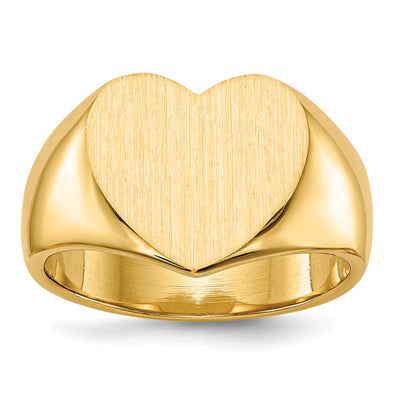 14K gold heart signet ring