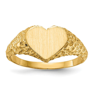 14K gold heart signet ring