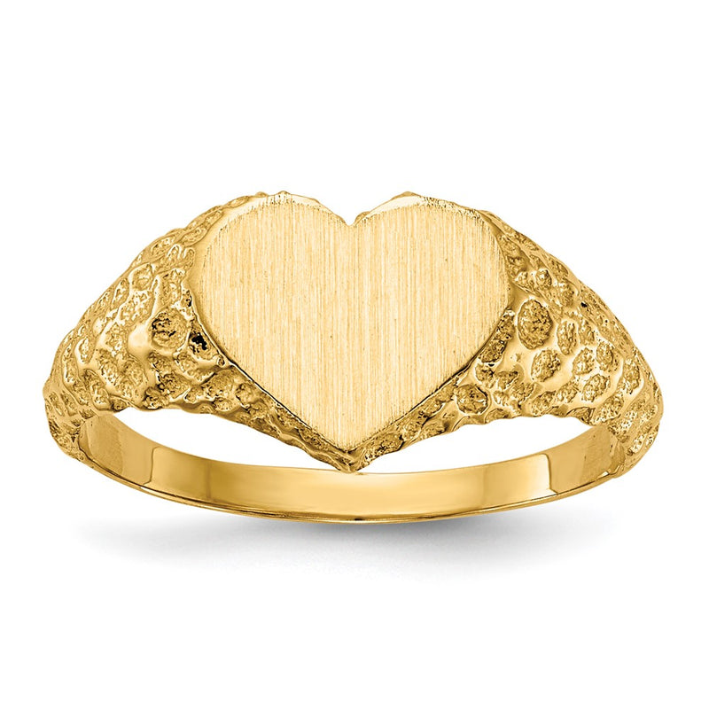 14K gold heart signet ring