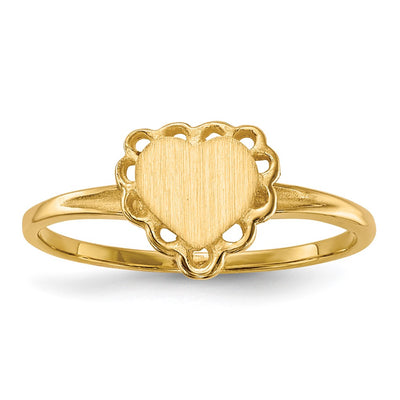 14K gold heart signet ring