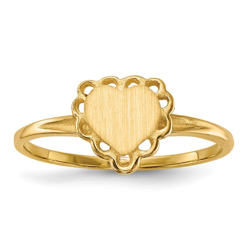 14K gold heart signet ring