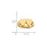 14K 8.0x8.0mm Closed Back Double Heart Signet Ring view