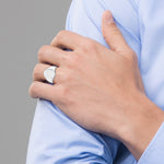 14K White Gold 14.5x18.0mm Open Back Mens Signet Ring view