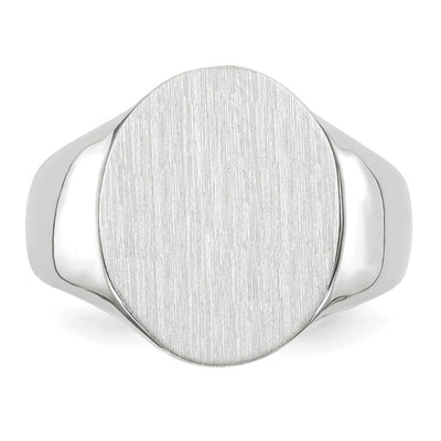 14K White Gold 15.0x18.5mm Closed Back Mens Signet Ring