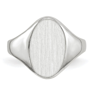 14K White Gold 9.0x14.0mm Closed Back Signet Ring