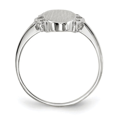 14K White Gold 7.0x14.5mm Open Back Signet Ring