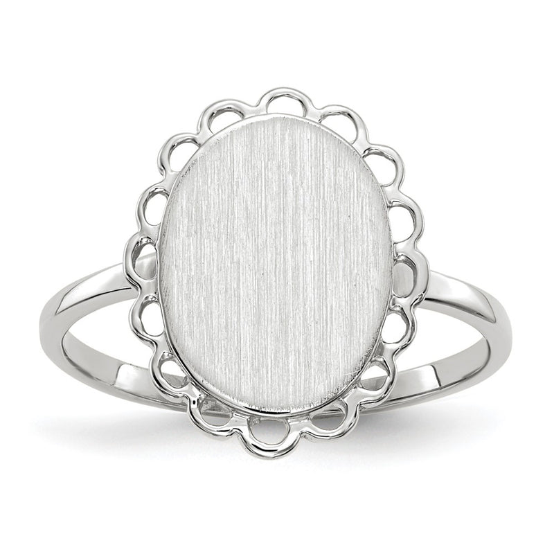 14K white gold signet ring