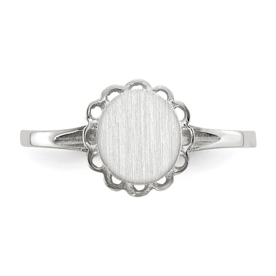 14K White Gold 6.5x7.0mm Open Back Signet Ring