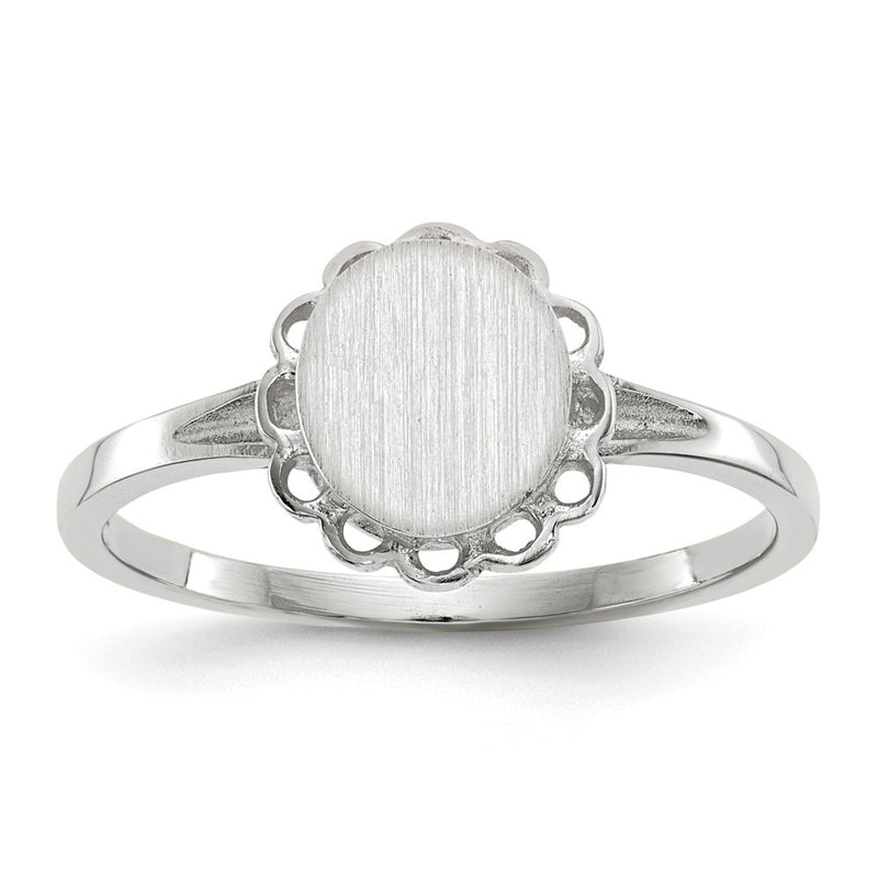 14K white gold signet ring