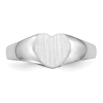 14K White Gold 7.0x9.5mm Closed Back Heart Signet Ring