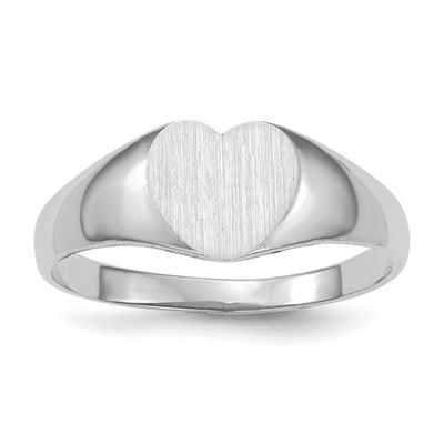 14K white gold heart signet ring