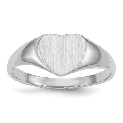 14K white gold heart signet ring