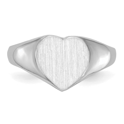 14K White Gold 8.0x7.5mm Closed Back Heart Signet Ring