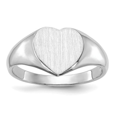 14K white gold heart signet ring