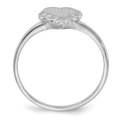 14K White Gold 6.0x6.5mm Open Back Heart Signet Ring