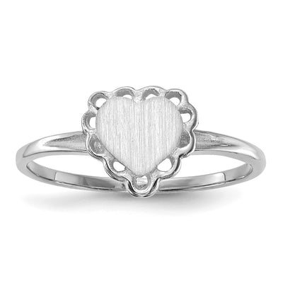 14K white gold heart signet ring