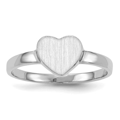 14K white gold heart signet ring