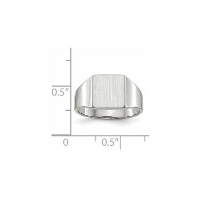 14K White Gold 8.5x9.5mm Closed Back Signet Ring