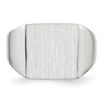 14K White Gold 13.0x13.5mm Open Back Satin Mens Signet Ring view