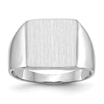 14K White Gold 13.0x13.5mm Open Back Satin Mens Signet Ring view