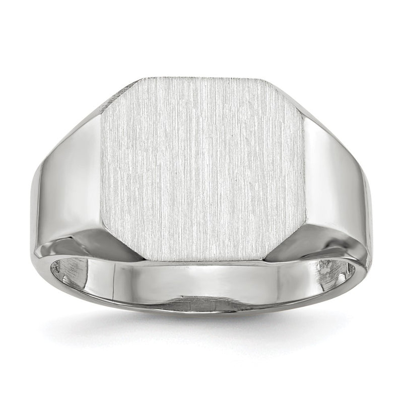 14K white gold signet ring