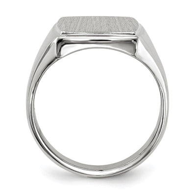 14K White Gold 13.0x15.0mm Closed Back Mens Signet Ring