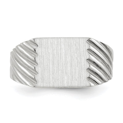 14K White Gold 9.0x10.0mm Closed Back Signet Ring