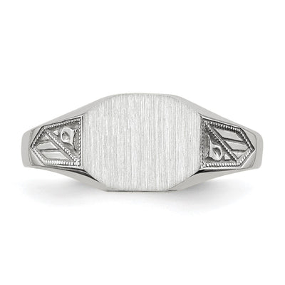 14K White Gold 9.0x7.0mm Closed Back Signet Ring