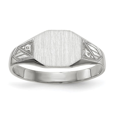 14K white gold signet ring