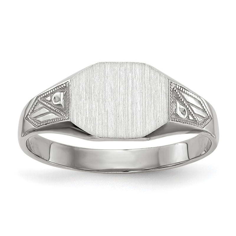 14K white gold signet ring