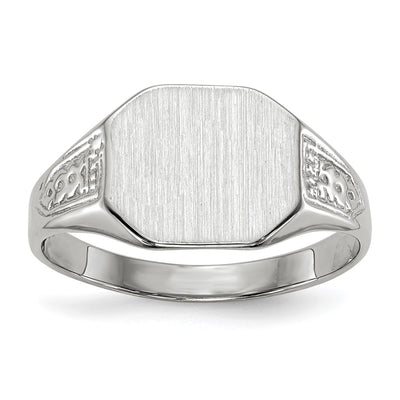 14K white gold signet ring