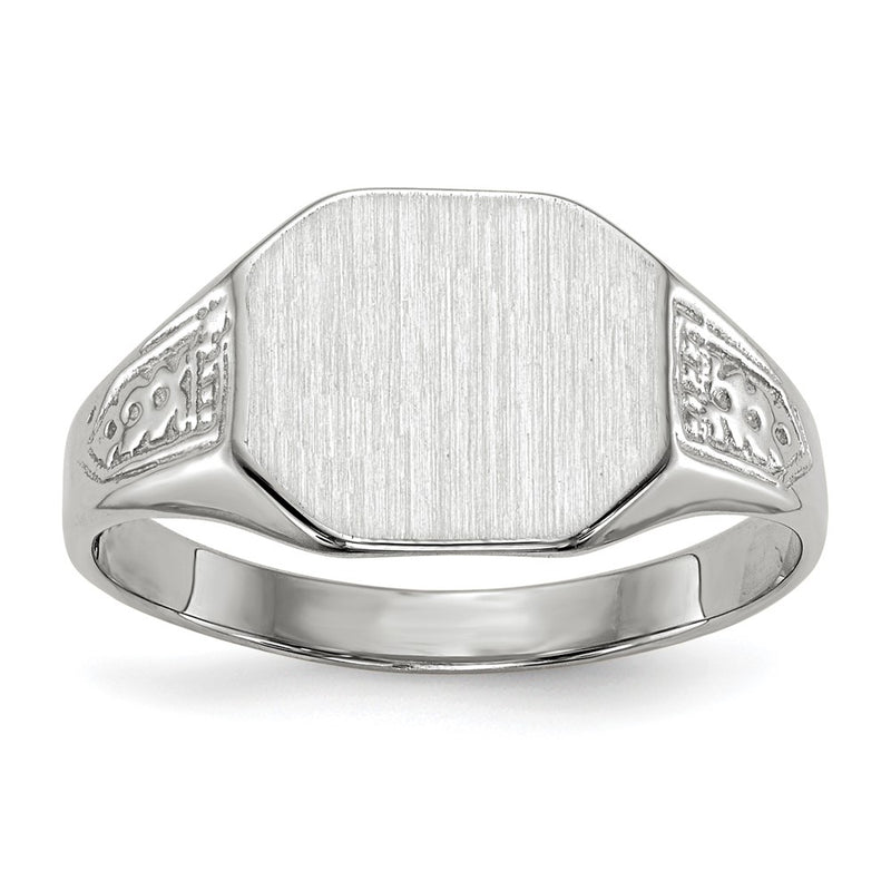 14K white gold signet ring