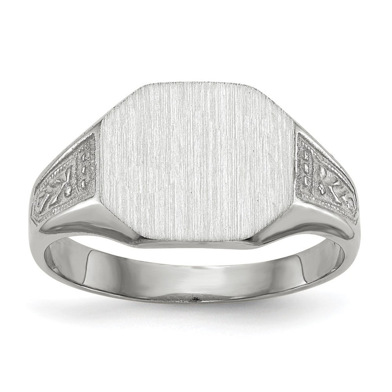 14K white gold signet ring
