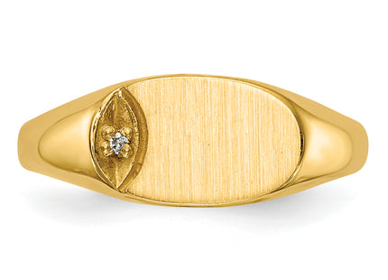 14k Child's A Diamond Closed Back Signet Ring