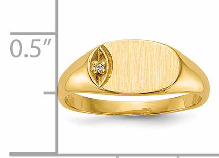 14k Child's A Diamond Closed Back Signet Ring