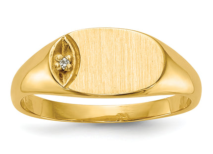 14k Child's A Diamond Closed Back Signet Ring