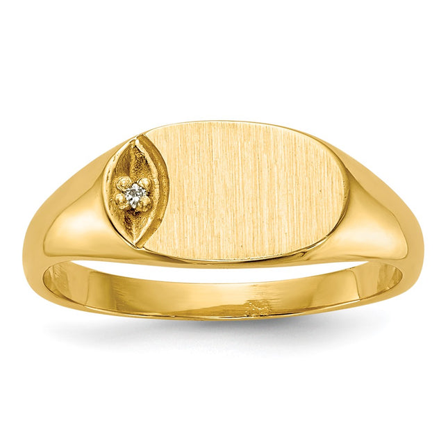 14K gold diamond signet ring