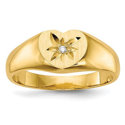 14K gold diamond signet ring