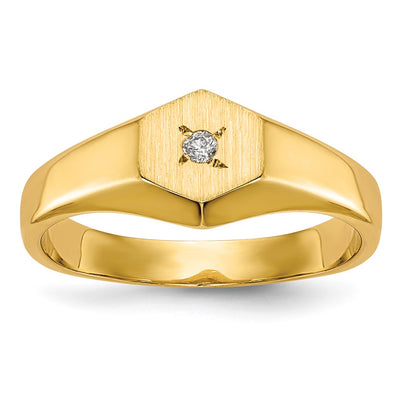14K gold diamond signet ring