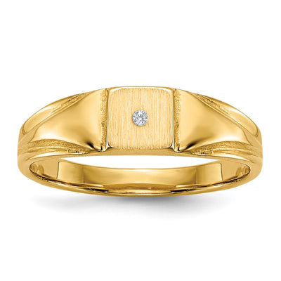 14K gold diamond signet ring