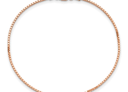 14K Rose Gold Box Link with Lobster Clasp Bracelet, 7 x 1.1mm
