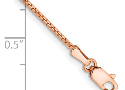 14K Rose Gold Box Link with Lobster Clasp Bracelet, 7 x 1.1mm