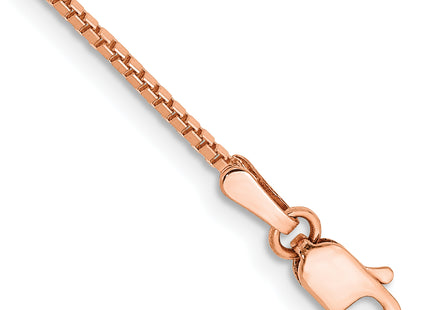 14K Rose Gold Box Link with Lobster Clasp Bracelet, 7 x 1.1mm