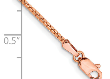 14K Rose Gold Box Link with Lobster Clasp Bracelet, 7 x 1.3mm