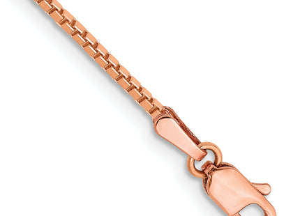 14K Rose Gold Box Link with Lobster Clasp Bracelet, 7 x 1.3mm